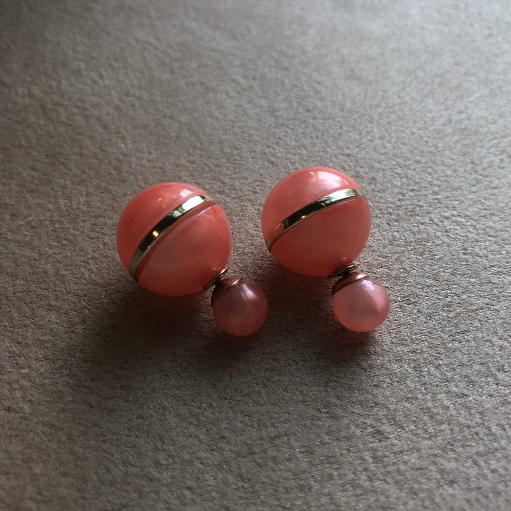 Pink and Gold Front Back Earrings